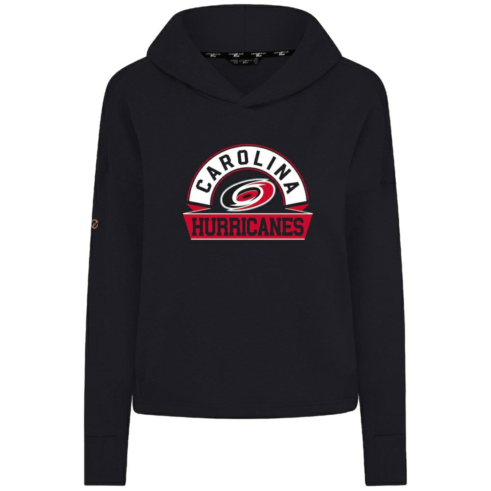Carolina Hurricanes Levelwear Women's Sweet Banner Arch Tri-Blend Cropped Pullover Hoodie Black