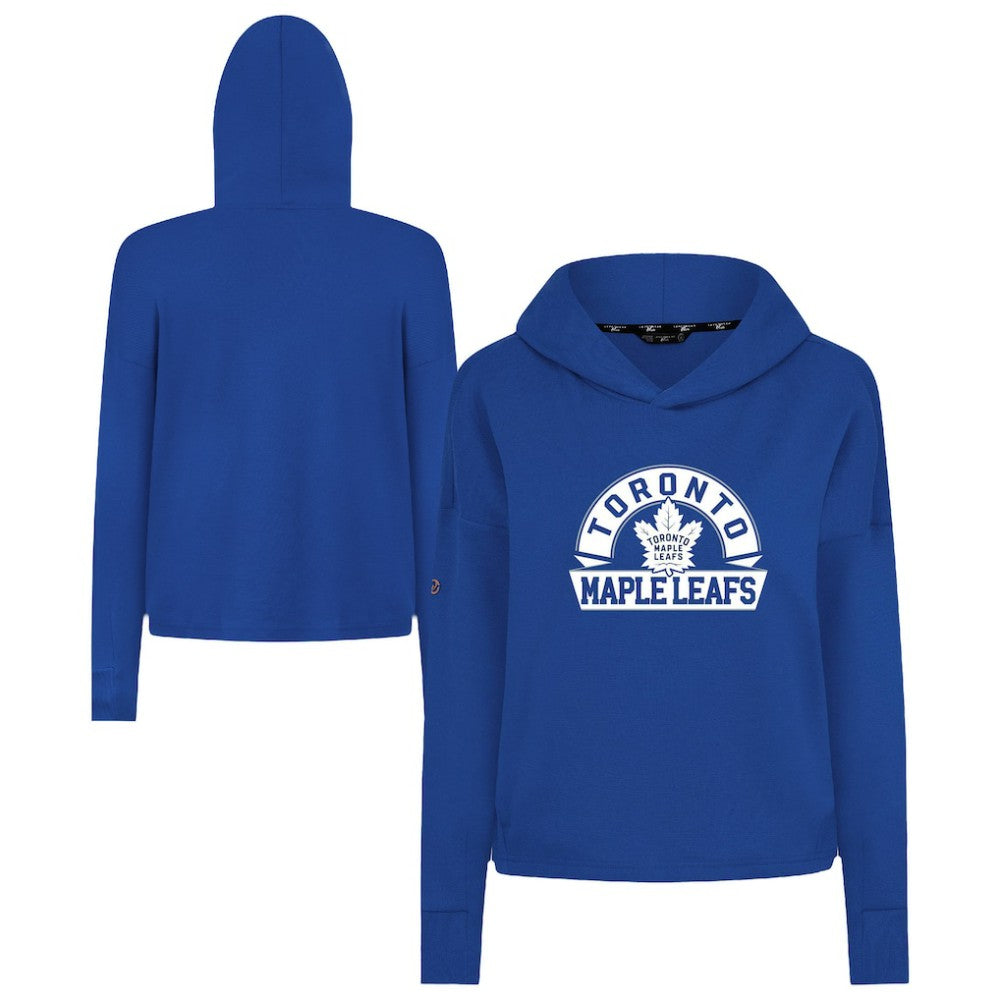 Toronto Maple Leafs Levelwear Women's Sweet Banner Arch Tri-Blend Cropped Pullover Hoodie Royal
