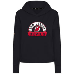 New Jersey Devils Levelwear Women's Sweet Banner Arch Tri-Blend Cropped Pullover Hoodie Black
