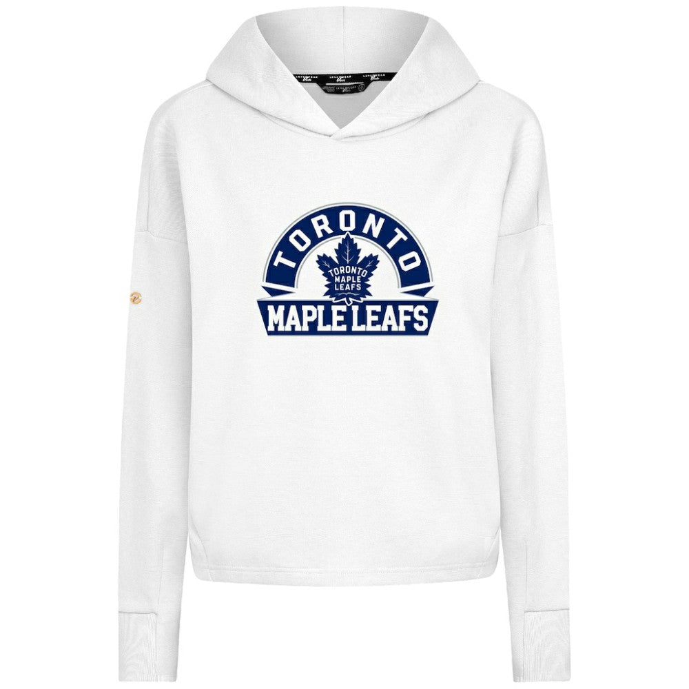 Toronto Maple Leafs Levelwear Women's Sweet Banner Arch Tri-Blend Cropped Pullover Hoodie White