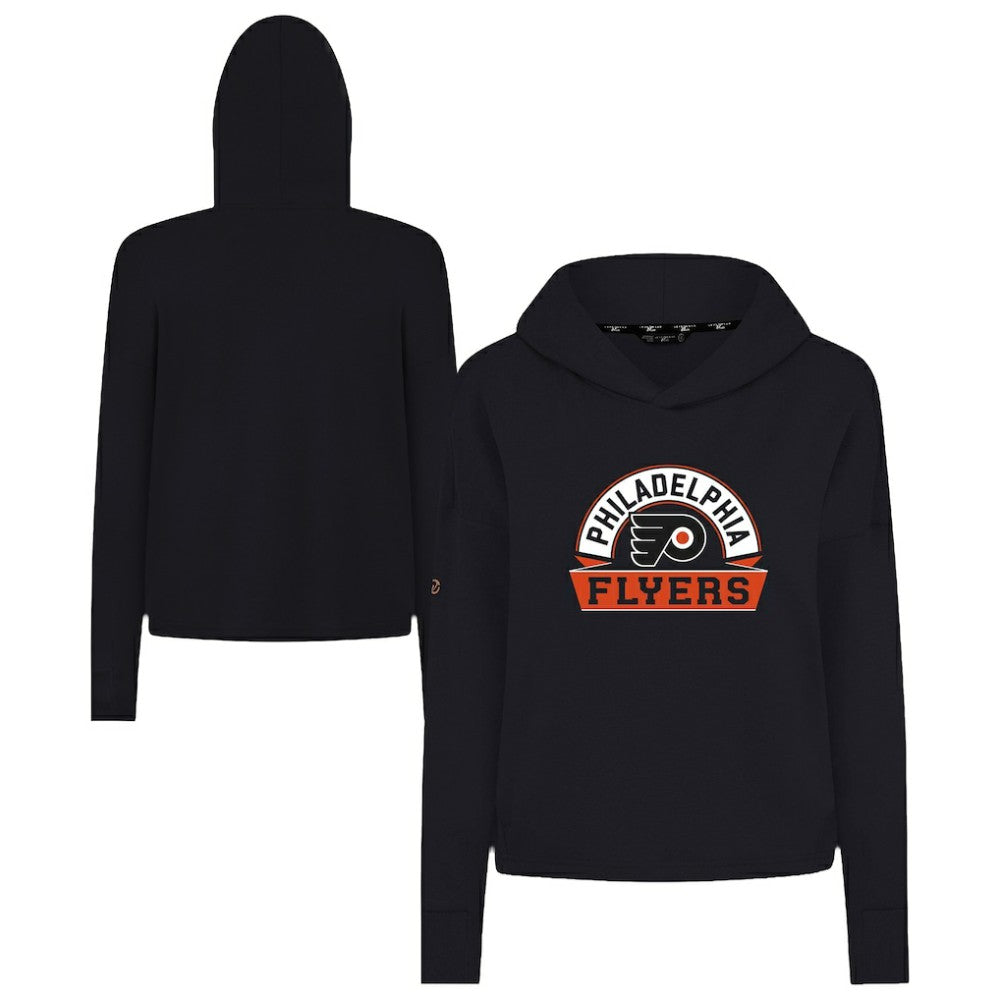 Philadelphia Flyers Levelwear Women's Sweet Banner Arch Tri-Blend Cropped Pullover Hoodie Black