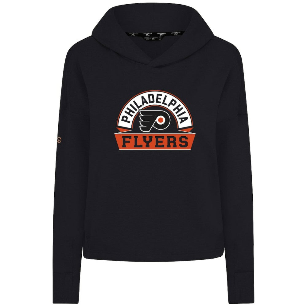 Philadelphia Flyers Levelwear Women's Sweet Banner Arch Tri-Blend Cropped Pullover Hoodie Black