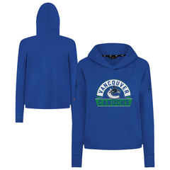 Vancouver Canucks Levelwear Women's Sweet Banner Arch Tri-Blend Cropped Pullover Hoodie Royal