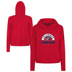 Columbus Blue Jackets Levelwear Women's Sweet Banner Arch Tri-Blend Cropped Pullover Hoodie Red