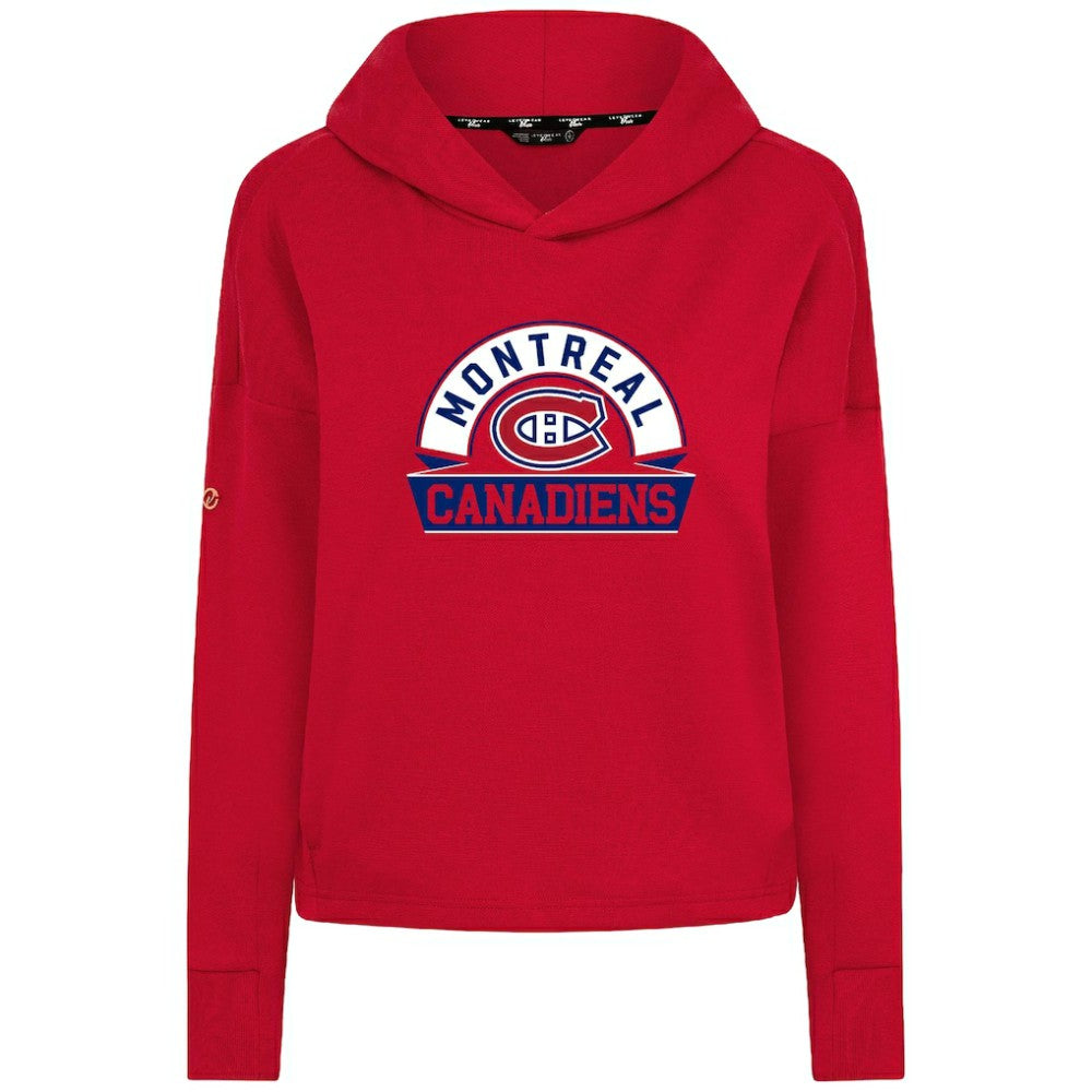 Montreal Canadiens Levelwear Women's Sweet Banner Arch Tri-Blend Cropped Pullover Hoodie Red