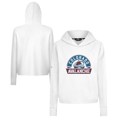 Colorado Avalanche Levelwear Women's Sweet Banner Arch Tri-Blend Cropped Pullover Hoodie White