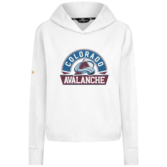 Colorado Avalanche Levelwear Women's Sweet Banner Arch Tri-Blend Cropped Pullover Hoodie White