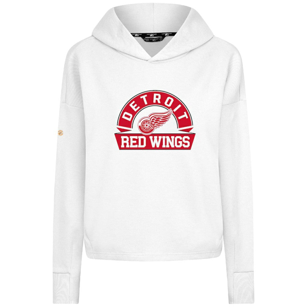 Detroit Red Wings Levelwear Women's Sweet Banner Arch Tri-Blend Cropped Pullover Hoodie White