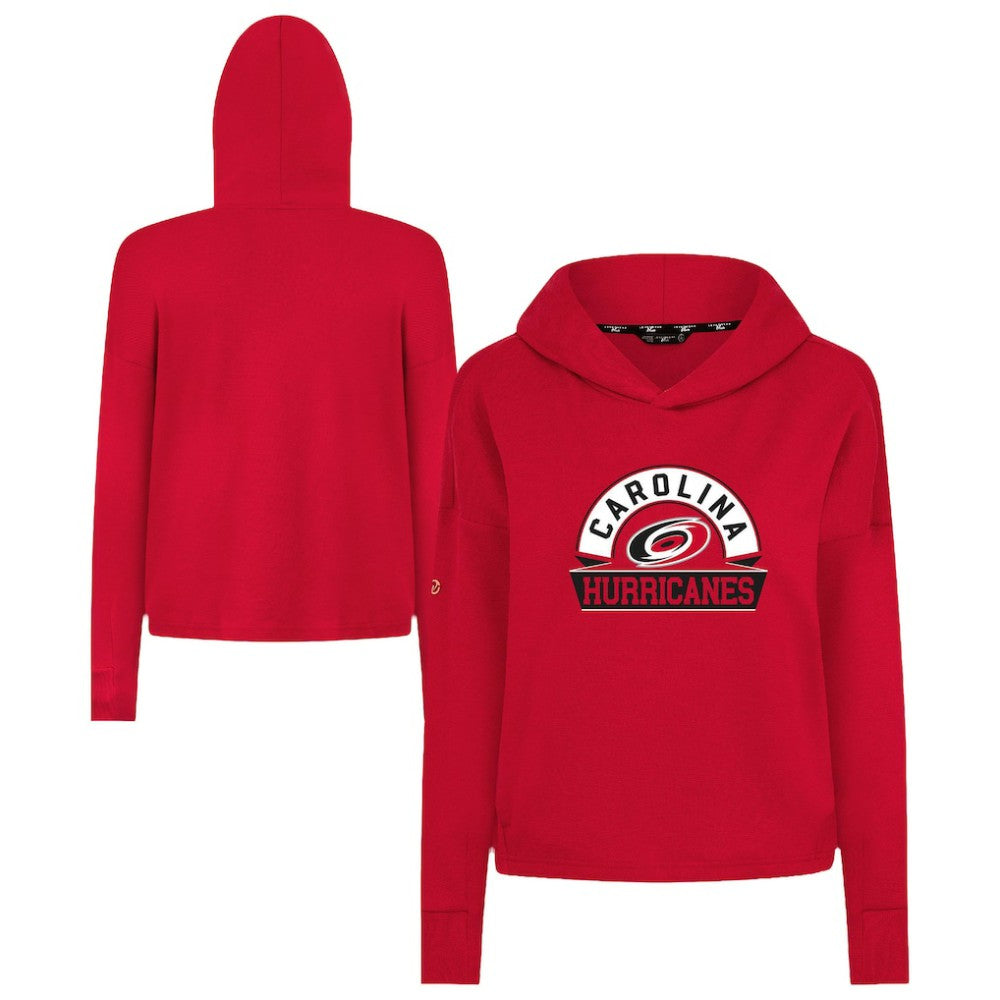Carolina Hurricanes Levelwear Women's Sweet Banner Arch Tri-Blend Cropped Pullover Hoodie Red