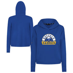 Buffalo Sabres Levelwear Women's Sweet Banner Arch Tri-Blend Cropped Pullover Hoodie Royal