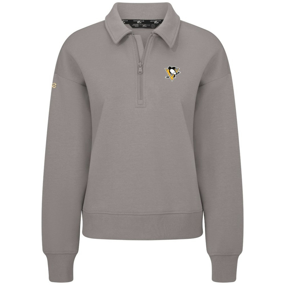 Pittsburgh Penguins Levelwear Women's Canmore Quarter-Zip Pullover Gray