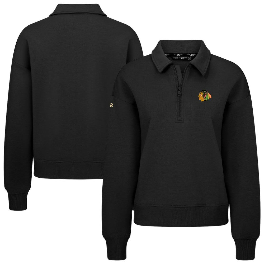 Chicago Blackhawks Levelwear Women's Canmore Quarter-Zip Pullover Black