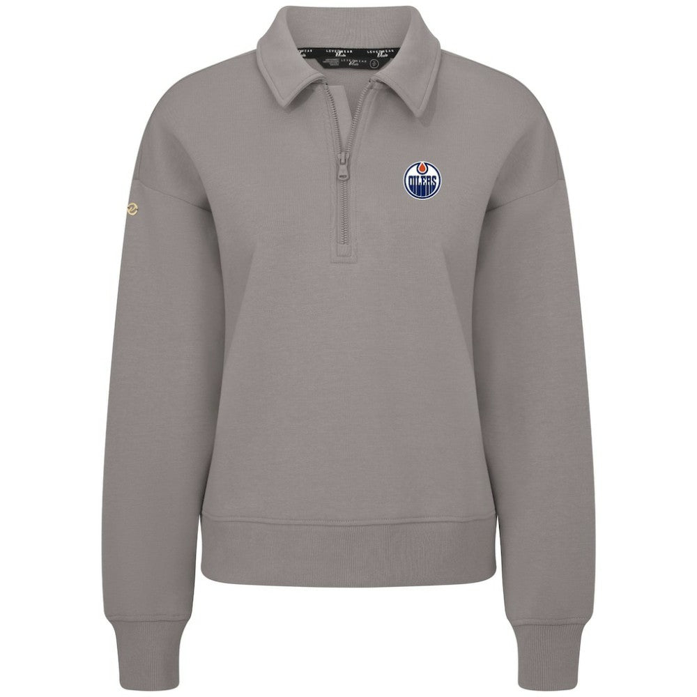 Edmonton Oilers Levelwear Women's Canmore Quarter-Zip Pullover Gray