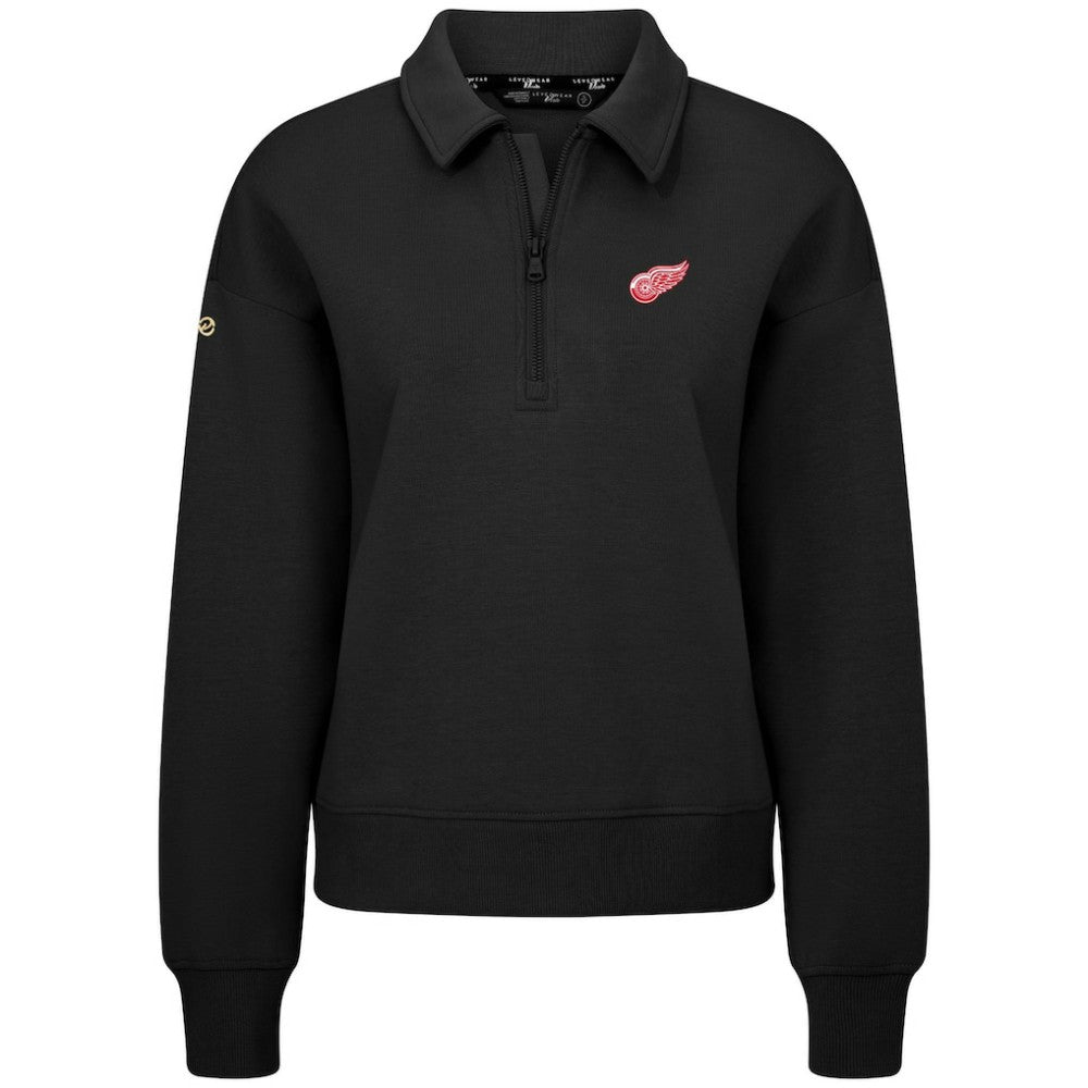 Detroit Red Wings Levelwear Women's Canmore Quarter-Zip Pullover Black
