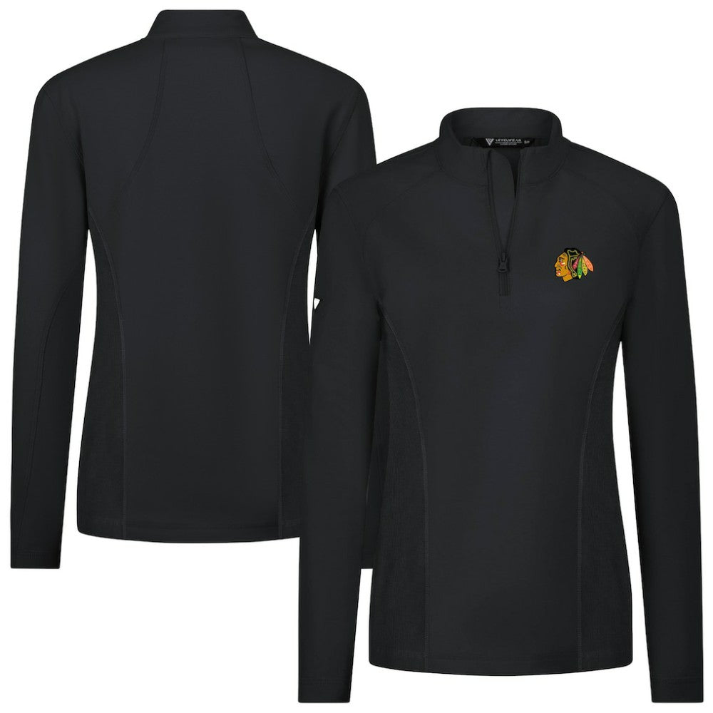 Chicago Blackhawks Levelwear Women's Upright Quarter-Zip Pullover Black