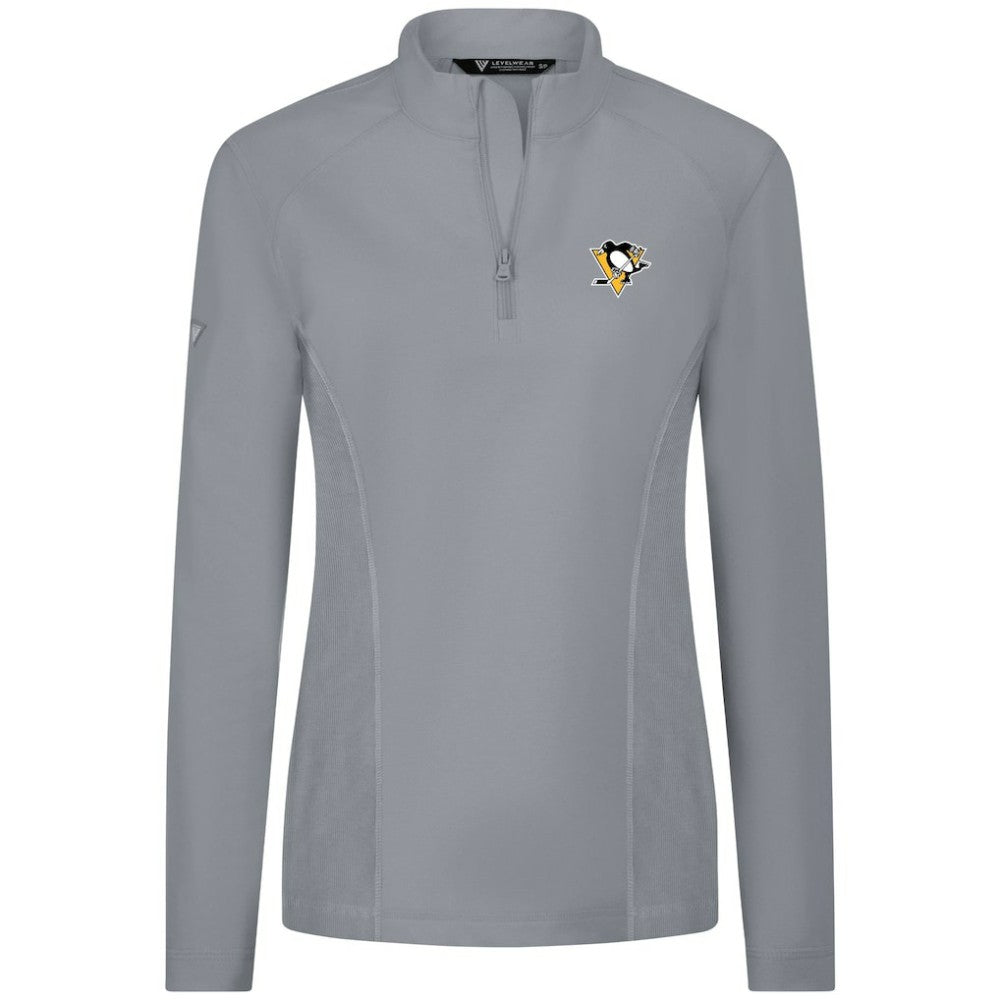 Pittsburgh Penguins Levelwear Women's Upright Quarter-Zip Pullover Gray