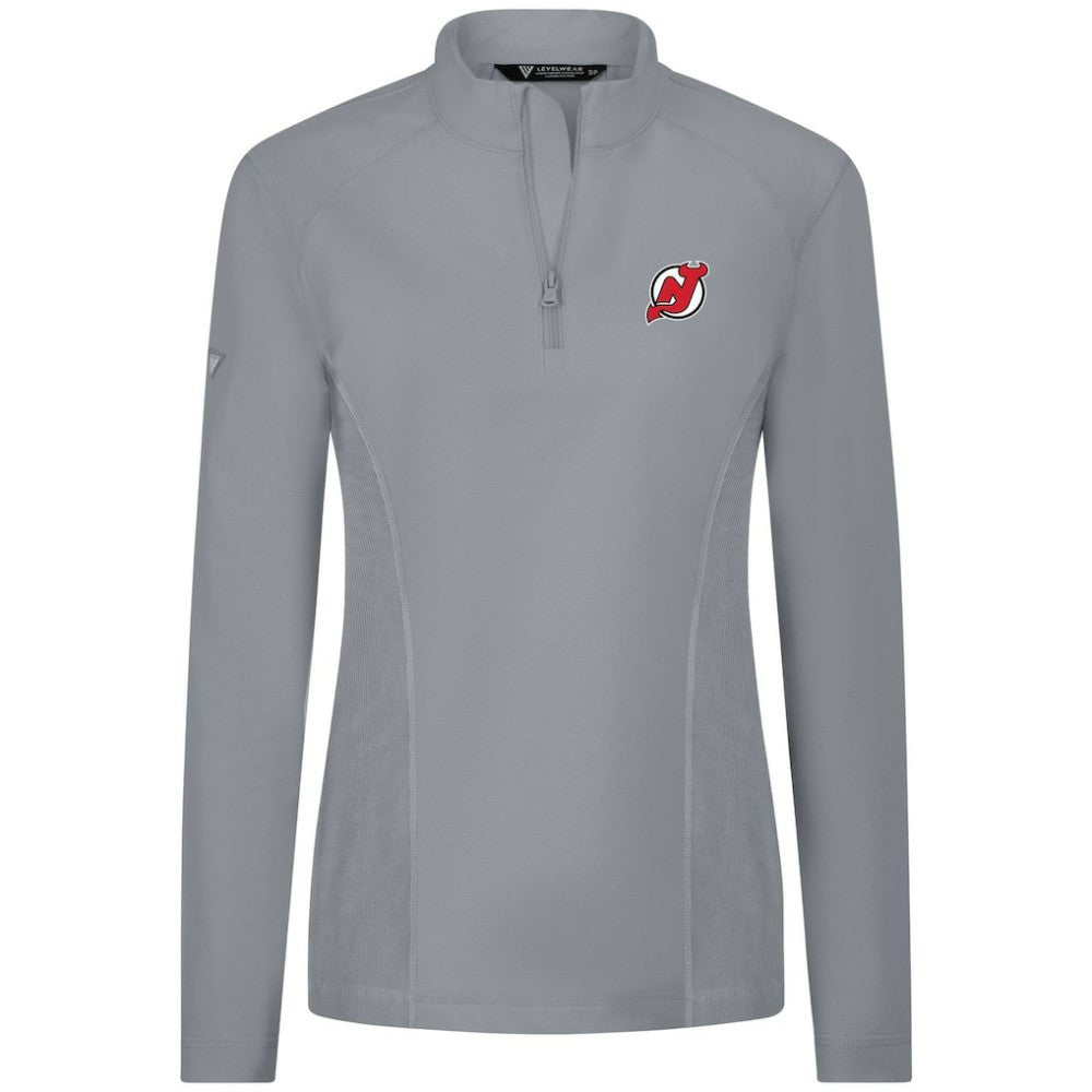New Jersey Devils Levelwear Women's Upright Quarter-Zip Pullover Gray