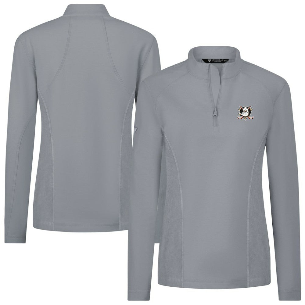 Anaheim Ducks Levelwear Women's Upright Quarter-Zip Pullover Gray