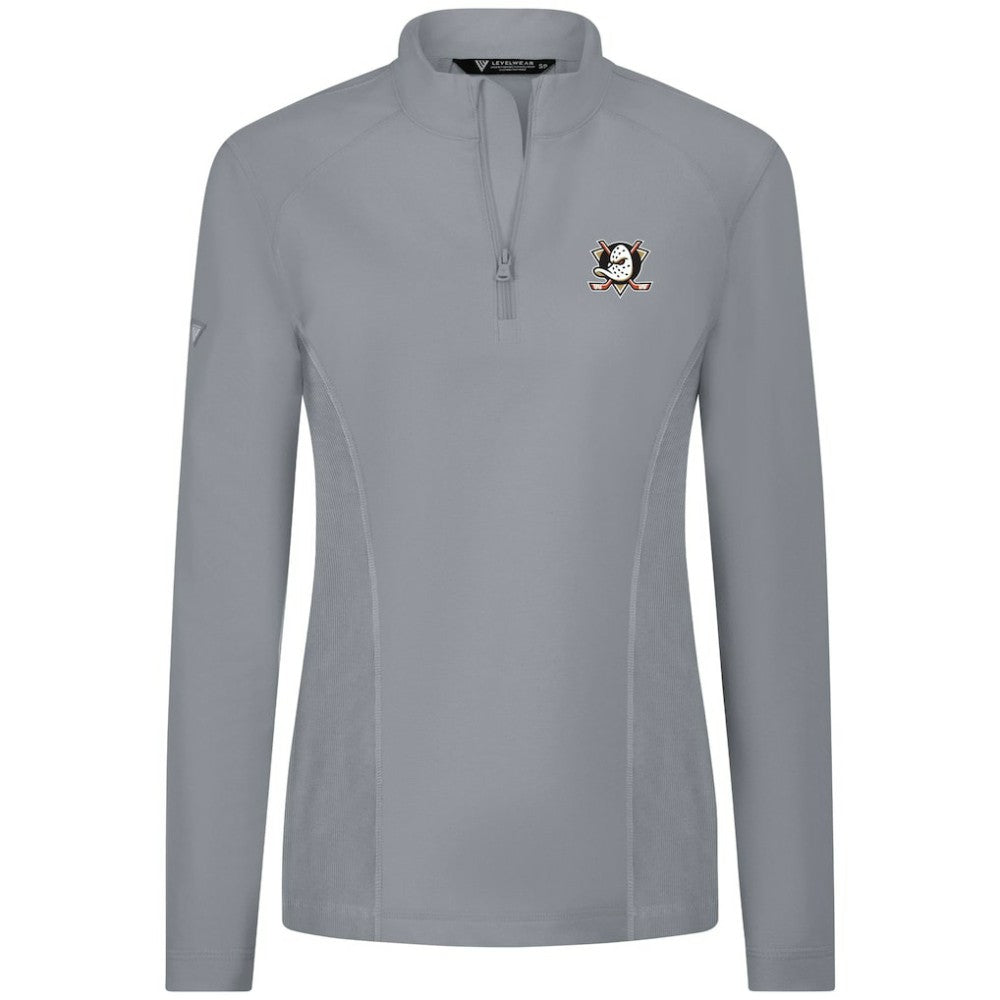 Anaheim Ducks Levelwear Women's Upright Quarter-Zip Pullover Gray