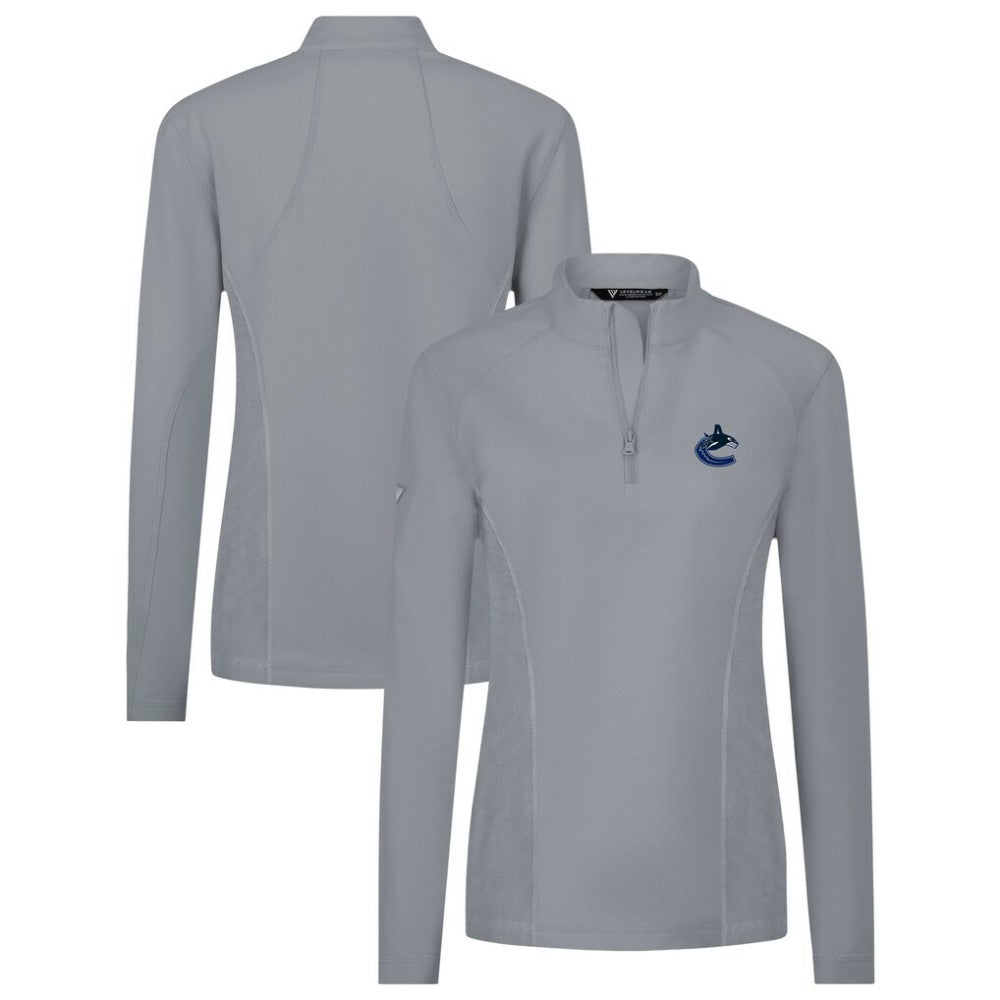 Vancouver Canucks Levelwear Women's Upright Quarter-Zip Pullover Gray