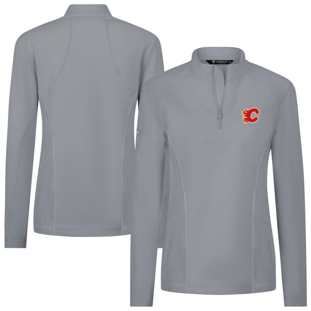 Calgary Flames Levelwear Women's Upright Quarter-Zip Pullover Gray