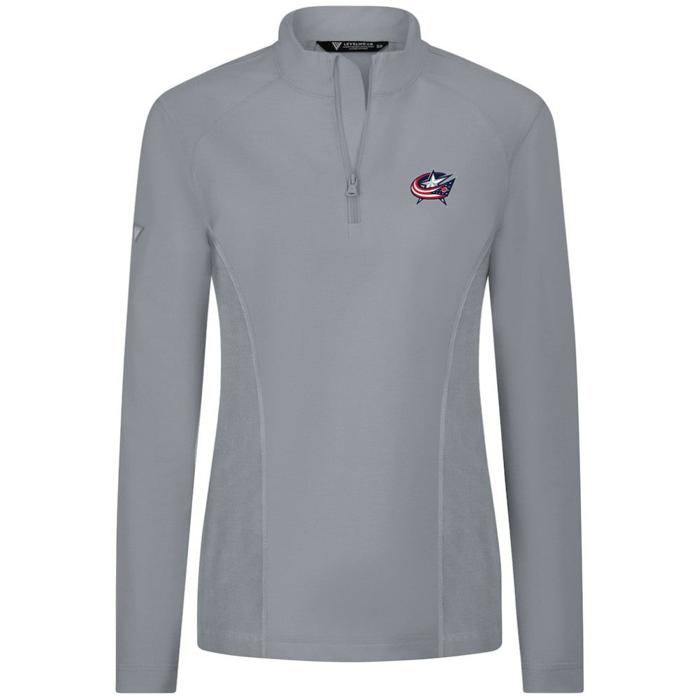 Columbus Blue Jackets Levelwear Women's Upright Quarter-Zip Pullover Gray