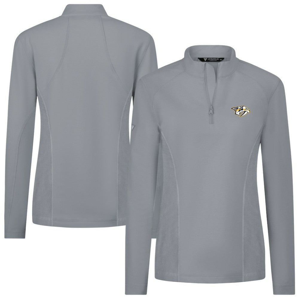Nashville Predators Levelwear Women's Upright Quarter-Zip Pullover Gray