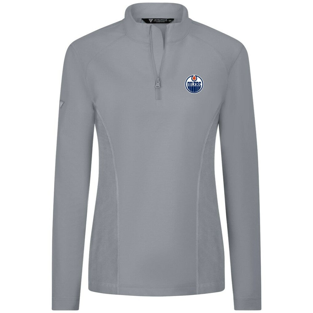 Edmonton Oilers Levelwear Women's Upright Quarter-Zip Pullover Gray