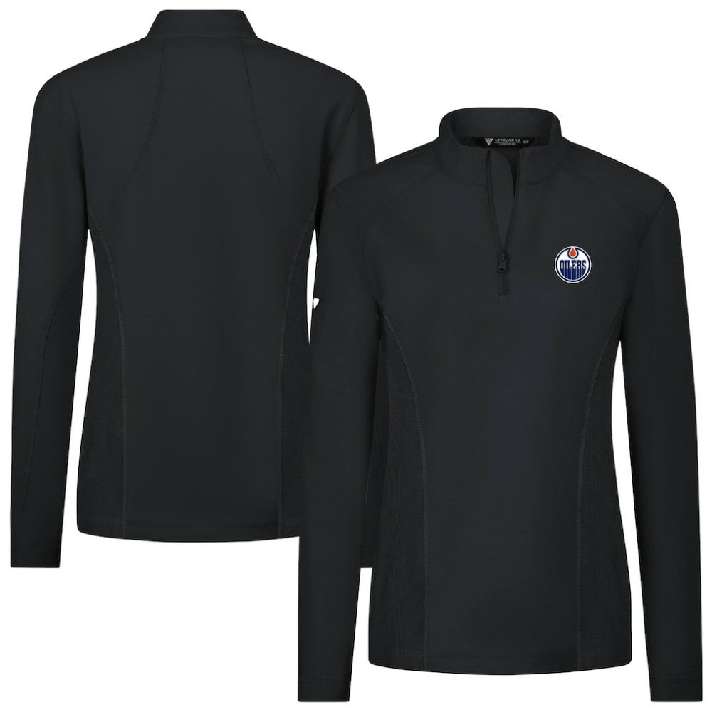 Edmonton Oilers Levelwear Women's Upright Quarter-Zip Pullover Black