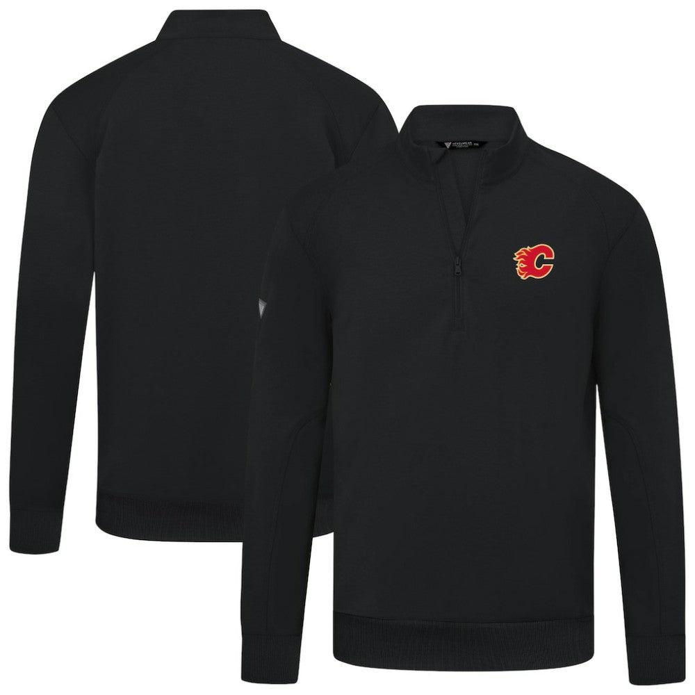 Calgary Flames Levelwear Upright Tri-Blend Quarter-Zip Pullover Black