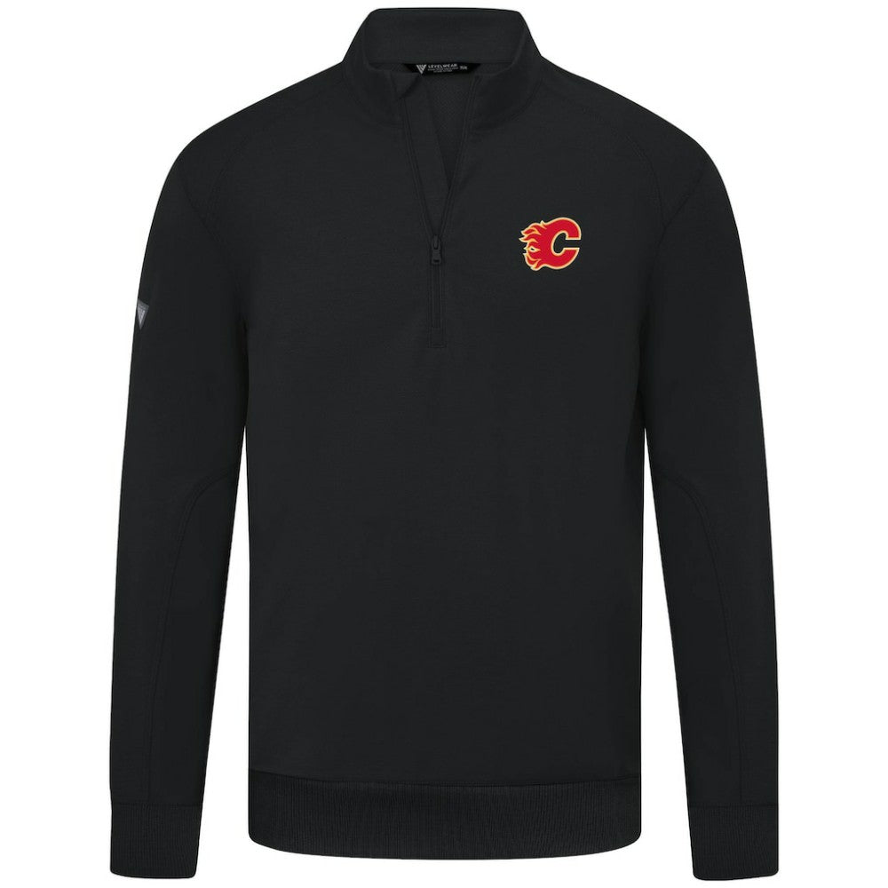 Calgary Flames Levelwear Upright Tri-Blend Quarter-Zip Pullover Black