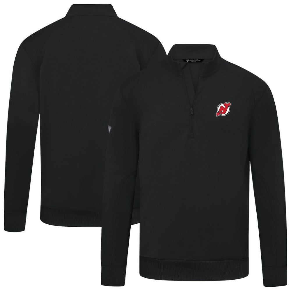 New Jersey Devils Levelwear Upright Tri-Blend Quarter-Zip Pullover Black