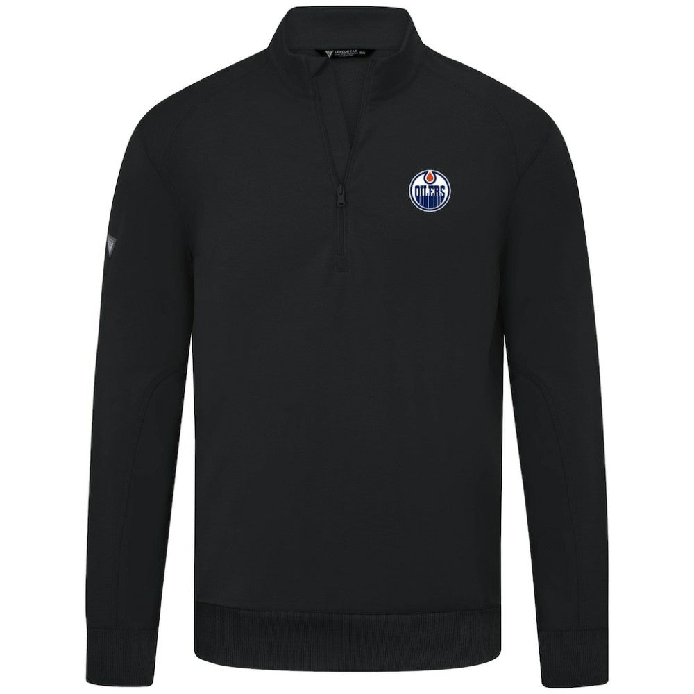 Edmonton Oilers Levelwear Upright Tri-Blend Quarter-Zip Pullover Black