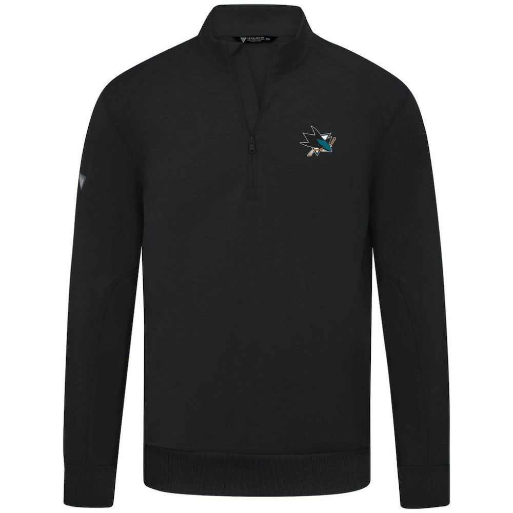 San Jose Sharks Levelwear Upright Tri-Blend Quarter-Zip Pullover Black