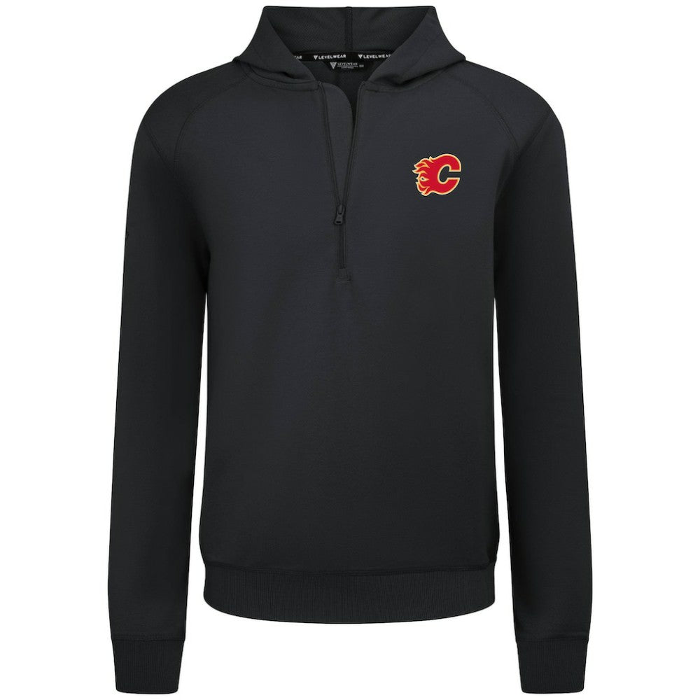 Calgary Flames Levelwear Technic Quarter-Zip Pullover Hoodie Black