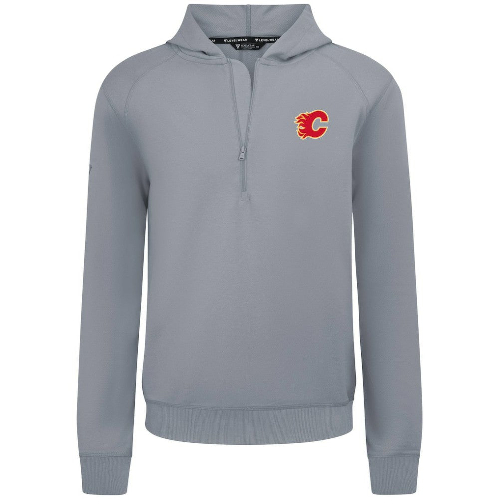 Calgary Flames Levelwear Technic Quarter-Zip Pullover Hoodie Gray