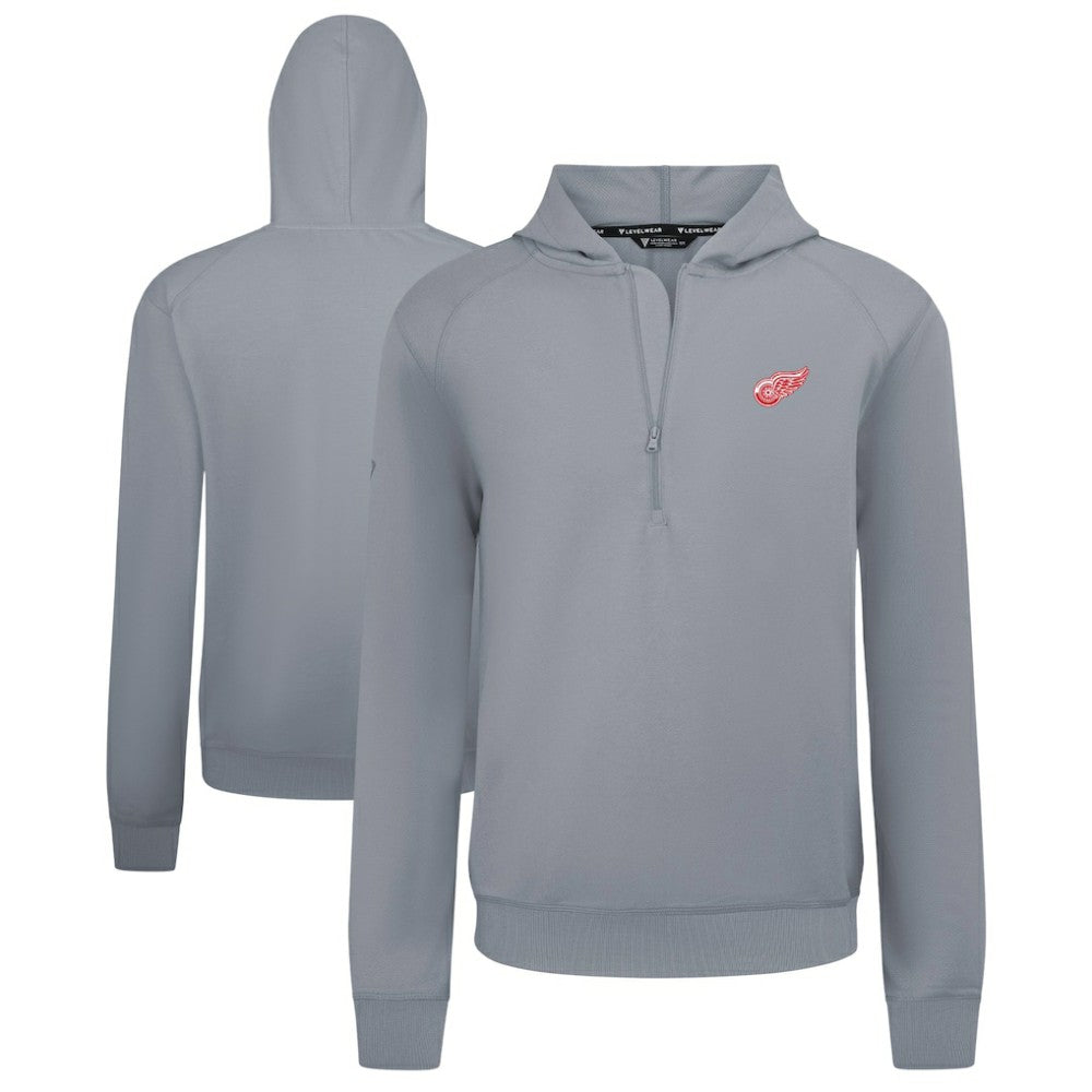 Detroit Red Wings Levelwear Technic Quarter-Zip Pullover Hoodie Gray