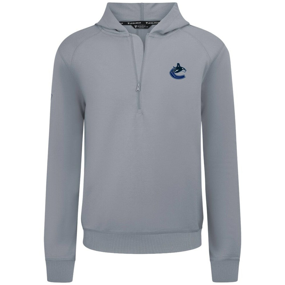 Vancouver Canucks Levelwear Technic Quarter-Zip Pullover Hoodie Gray