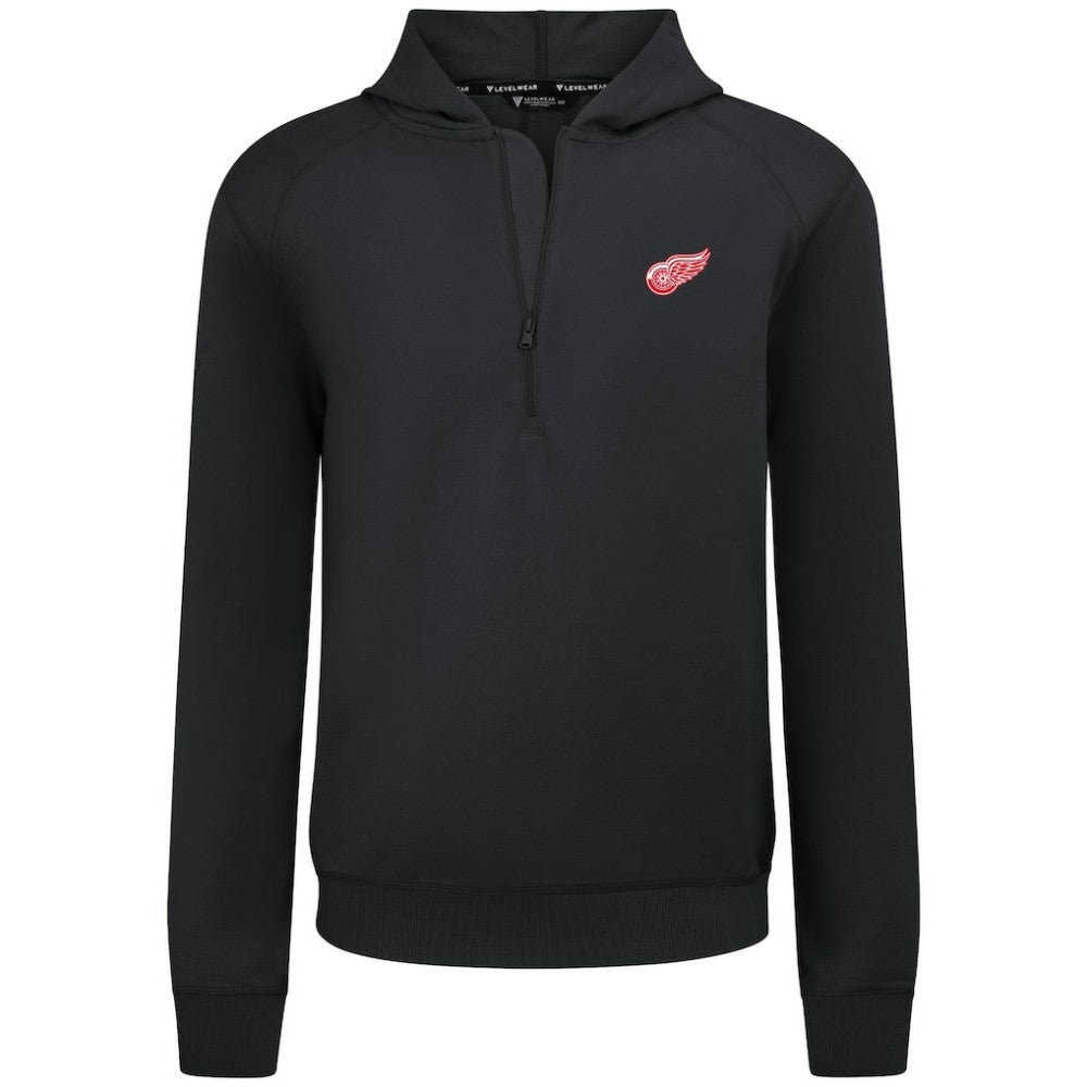 Detroit Red Wings Levelwear Technic Quarter-Zip Pullover Hoodie Black
