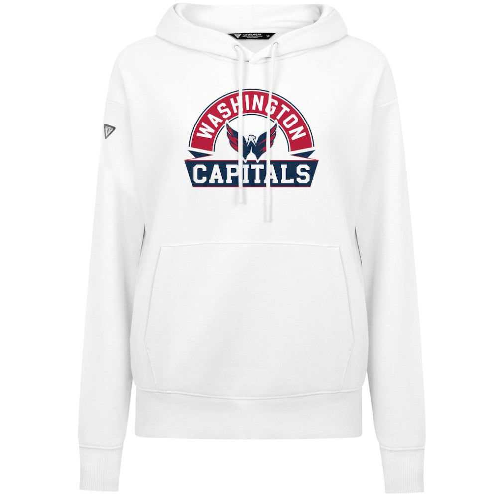 Washington Capitals Levelwear Women's Adorn Banner Arch Pullover Hoodie White