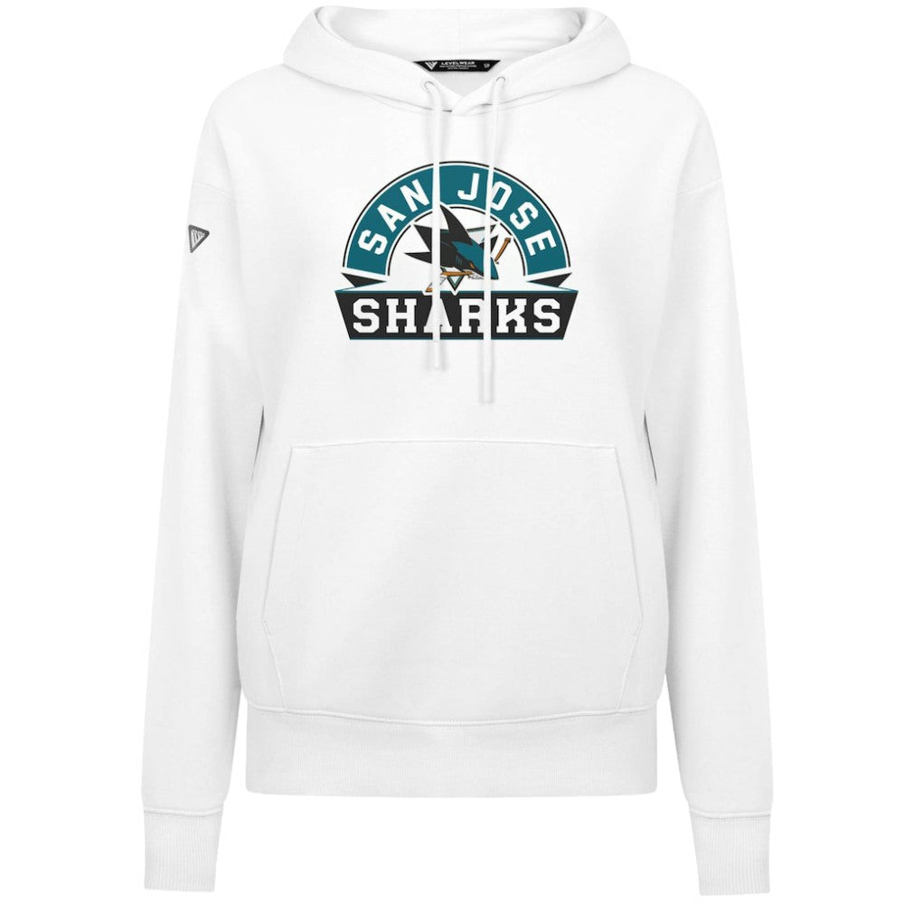 San Jose Sharks Levelwear Women's Adorn Banner Arch Pullover Hoodie White