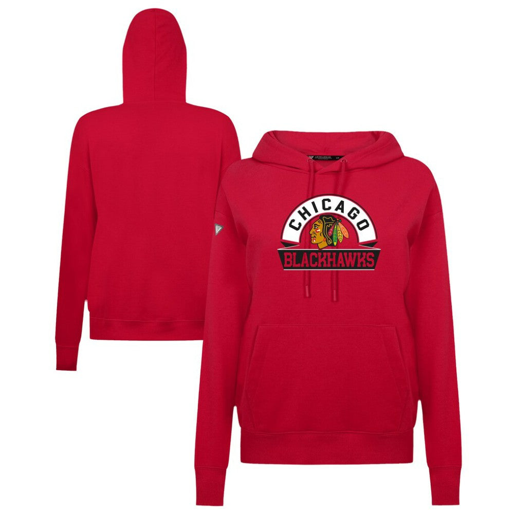 Chicago Blackhawks Levelwear Women's Adorn Banner Arch Pullover Hoodie Red