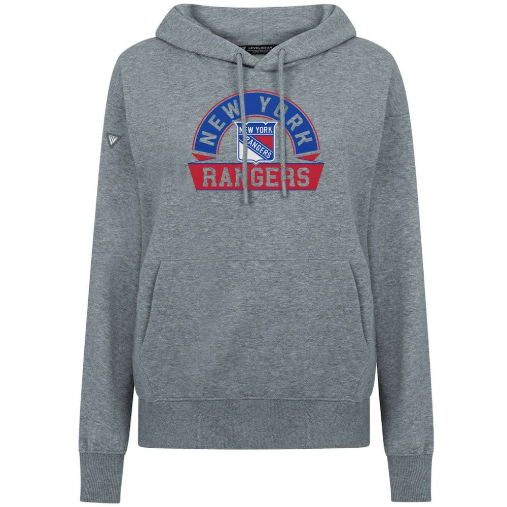 New York Rangers Levelwear Women's Adorn Banner Arch Pullover Hoodie Gray