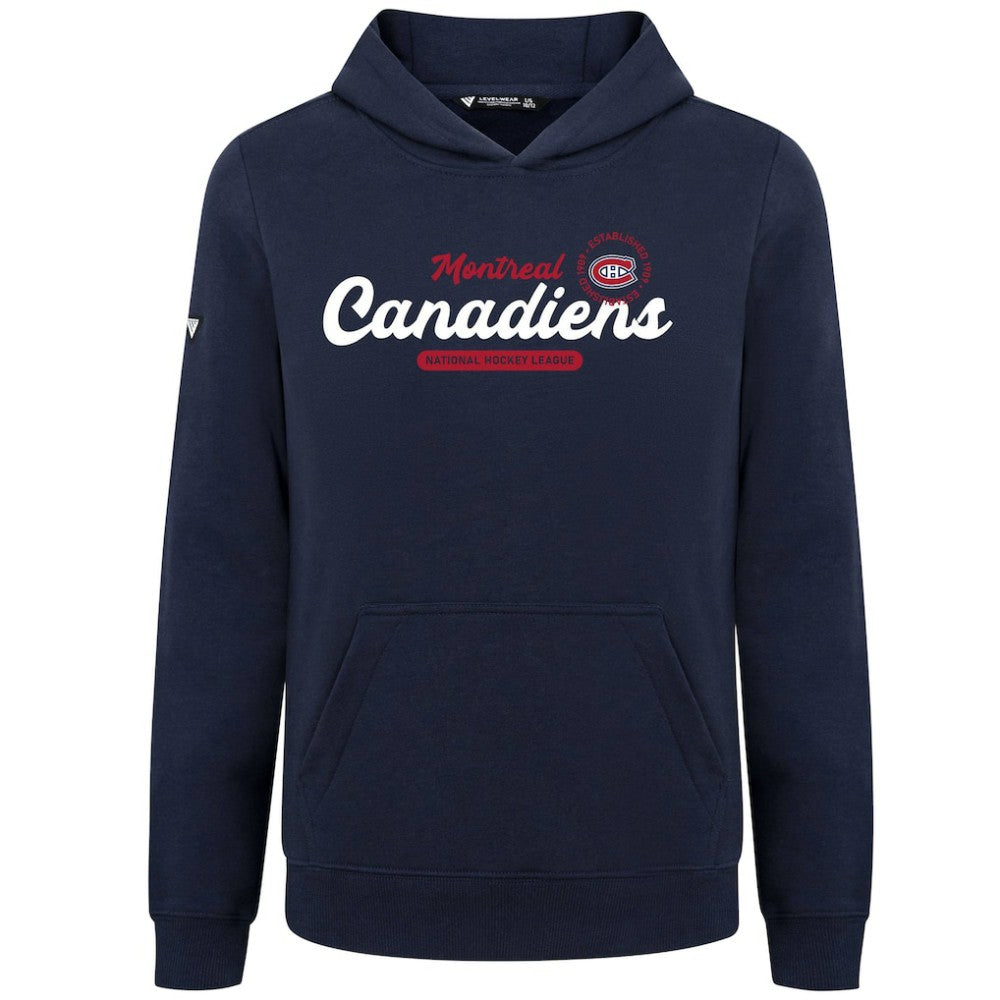 Montreal Canadiens Levelwear Youth Podium Monument Pullover Hoodie Navy