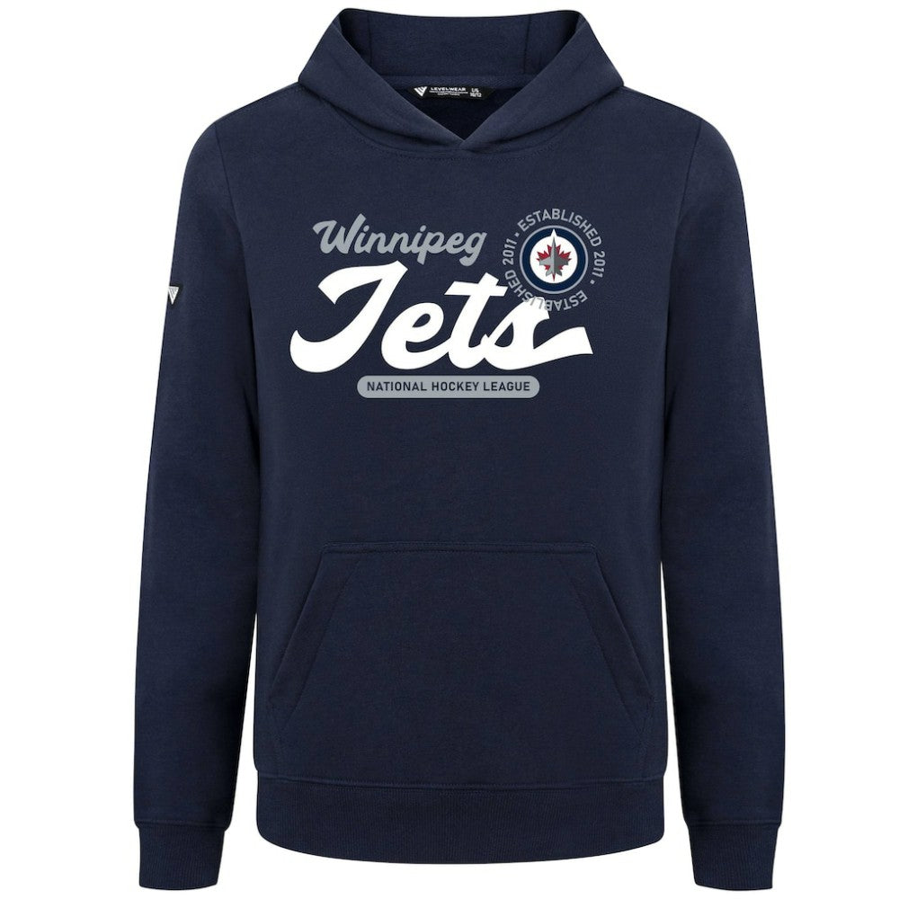 Winnipeg Jets Levelwear Youth Podium Monument Pullover Hoodie Navy