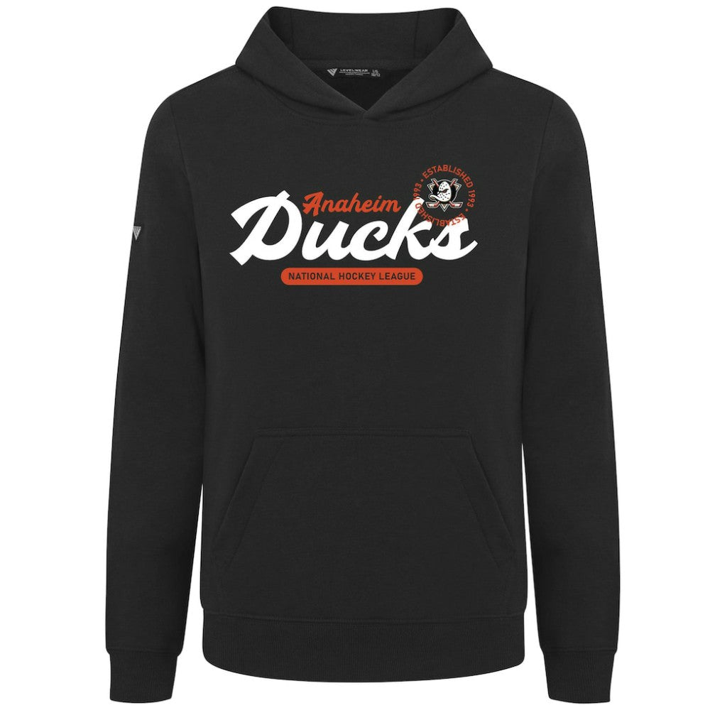 Anaheim Ducks Levelwear Youth Podium Monument Pullover Hoodie Black