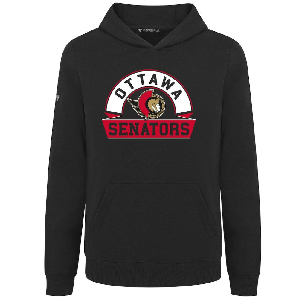 Ottawa Senators Levelwear Youth Podium Banner Arch Pullover Hoodie Black