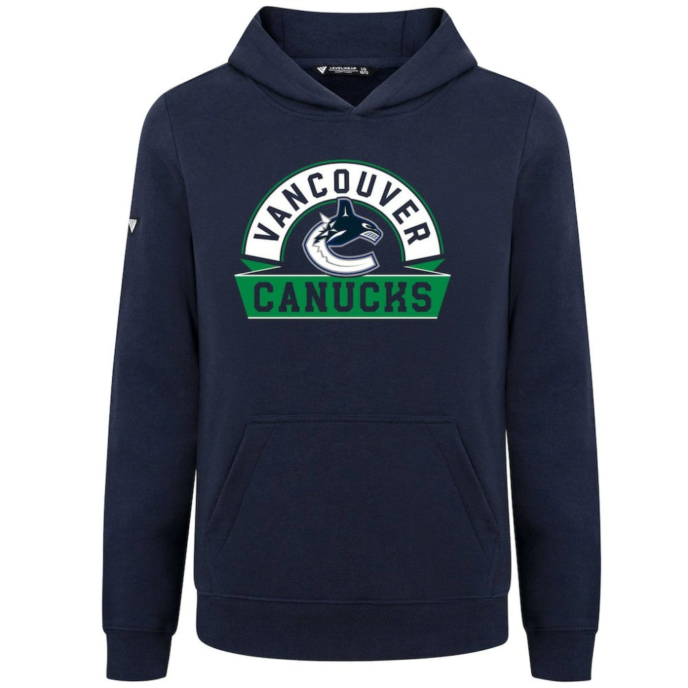 Vancouver Canucks Levelwear Youth Podium Banner Arch Pullover Hoodie Navy