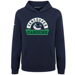 Vancouver Canucks Levelwear Youth Podium Banner Arch Pullover Hoodie Navy