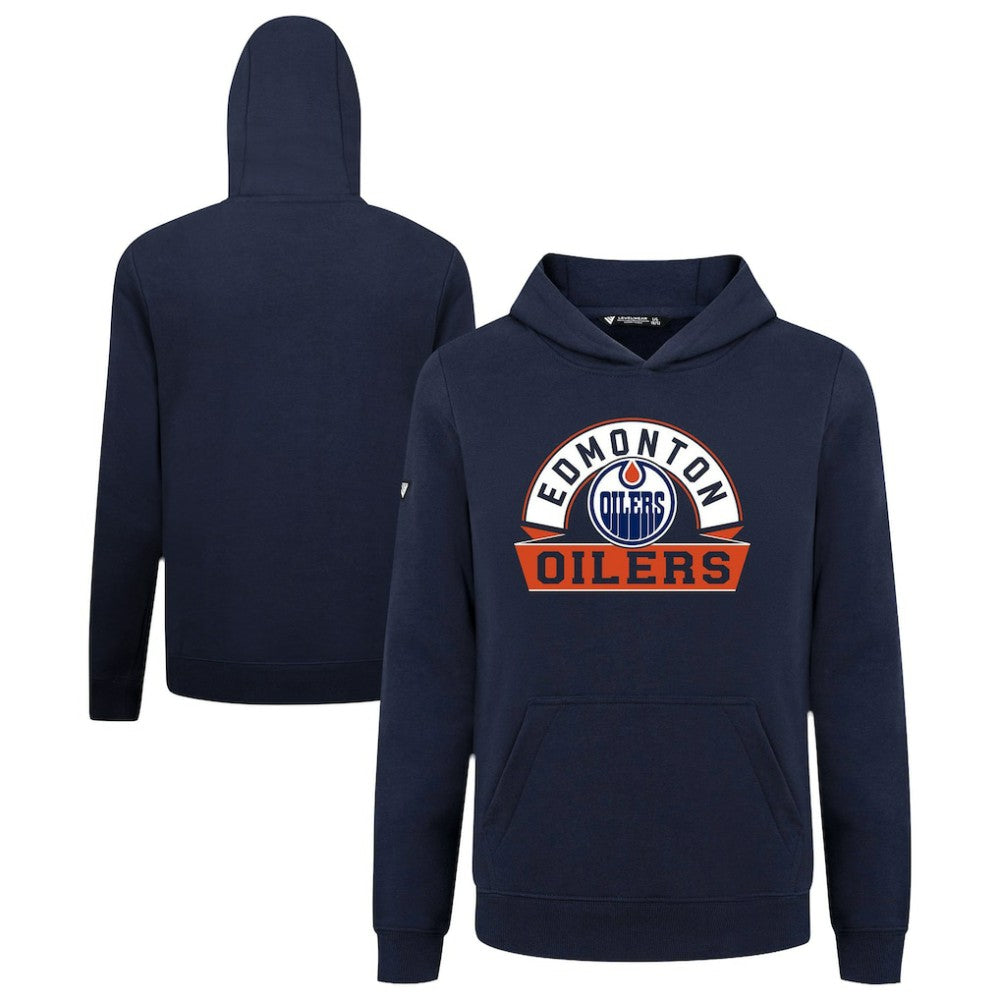 Edmonton Oilers Levelwear Youth Podium Banner Arch Pullover Hoodie Navy